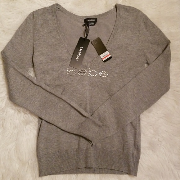 Bebe Tops - Grey Bebe Long Sleeve Top